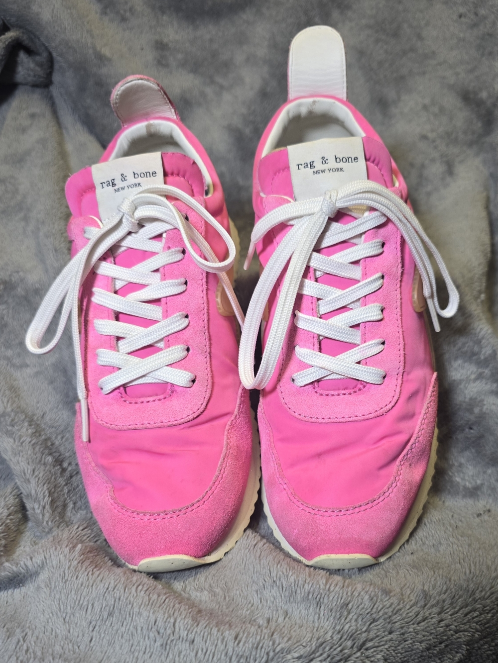 rag & bone Bright Pink Low-Top Lace-Up Sneakers